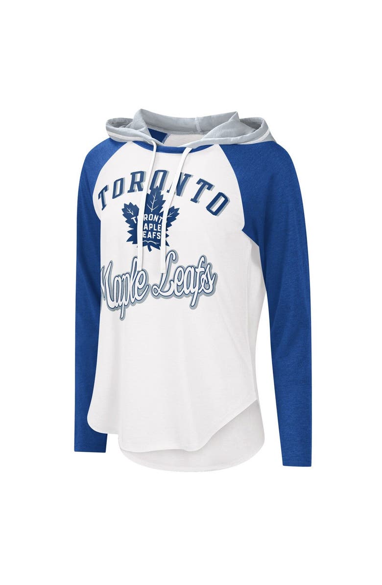 STARTER Women's G-III Sports by Carl Banks White/Blue Toronto Maple Leafs MVP Raglan Lightweight Hooded T-Shirt, Alternate, color, 