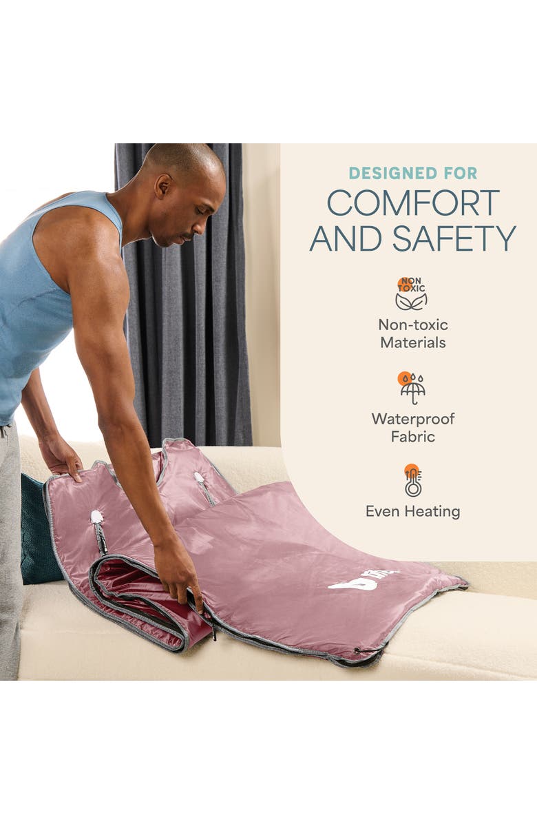 Lifepro BioRemedy Infrared Sauna Blanket Portable Full Body Detox & Relaxation, Main, color, Pink