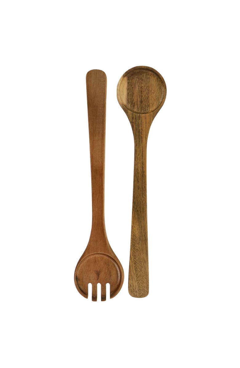 Gibson Elite 3 Piece Acacia Wood Salad Bowl and Spoon Set, Alternate, color, Brown