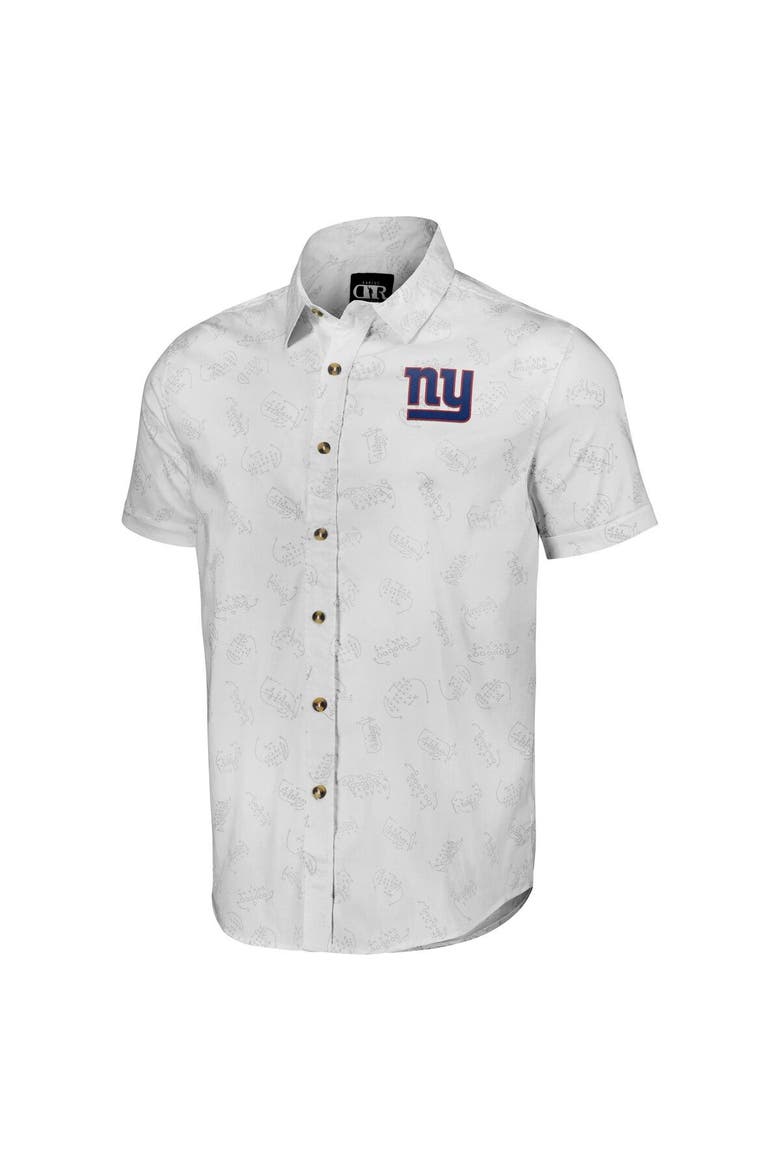 Men's NFL x Darius Rucker Collection by Fanatics White New York Giants Woven Short Sleeve Button Up Shirt, Alternate, color, White