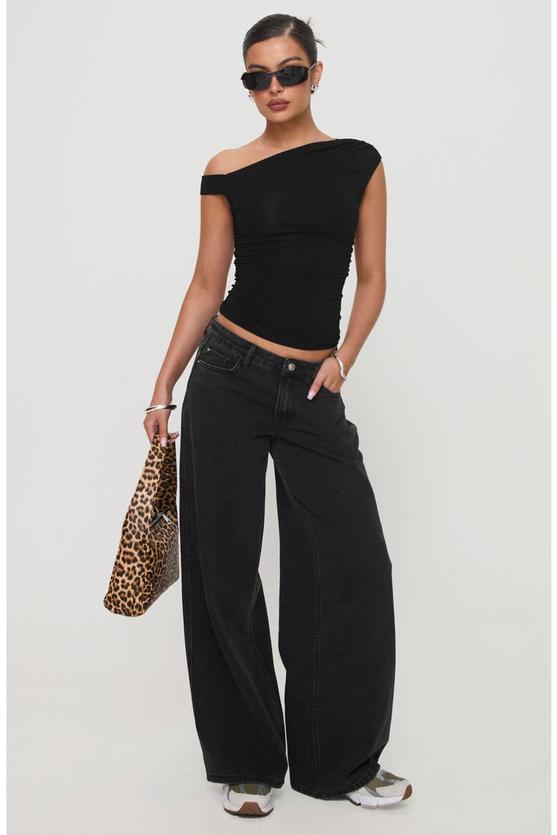 Ramos Low Rise Wide Leg Jeans, Alternate, color, BLACK