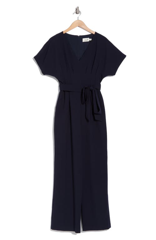 Eliza J Pleated Jumpsuit In Navy