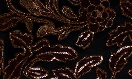 Dress The Population Fernanda Floral Sequin Strapless Evening Gown In Black