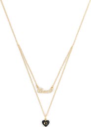 COACH Logo Heart Pendant Layered Necklace
