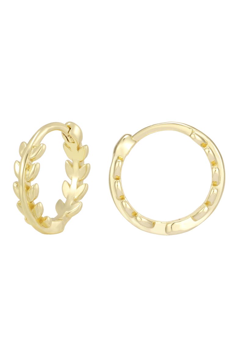 Leaf Huggie Hoop Earrings, Main, color, GOLD