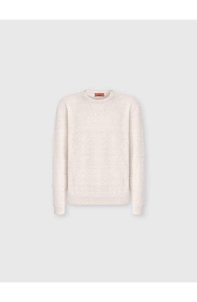 Missoni Crew-neck Wool And Cotton Pullover With Tone-on-tone Zigzag Pattern, Alternate, color, Beige