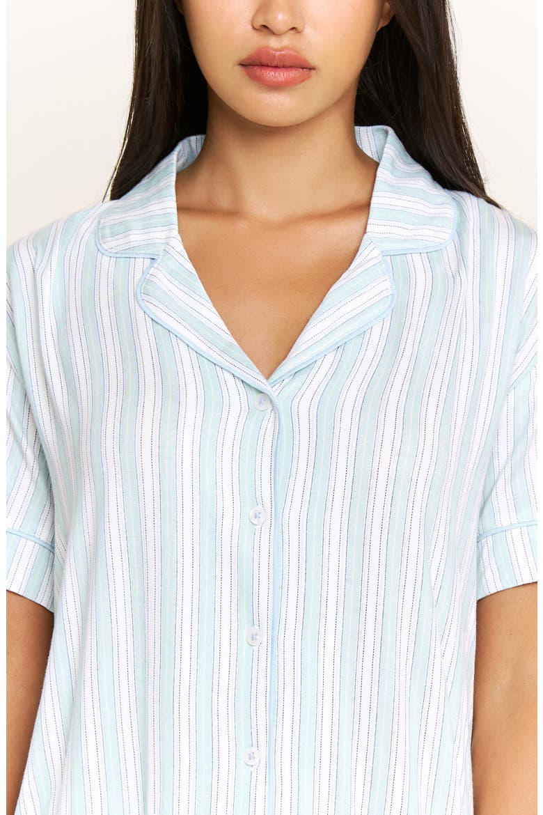 All American Shortie Pajamas, Alternate, color, SAGE STITCHED STRIPE