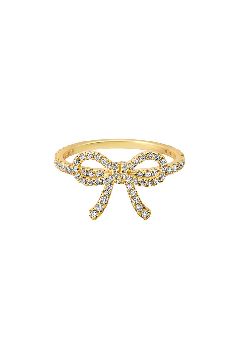 Fairy Tale Pavé Cubic Zirconia Bow Ring, Main, color, 18KT YELLOW GOLD/ CLEAR STONE