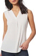 Jones New York Pleated V-Neck Crepe Tank