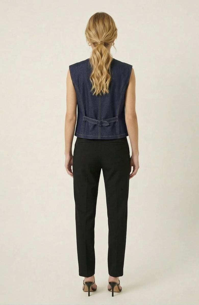 Modenaire Denim Vest, Alternate, color, Dark Indigo