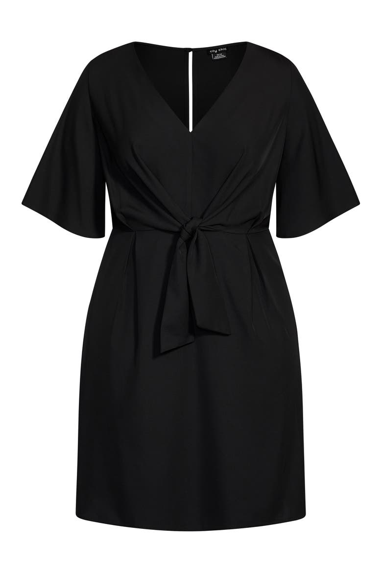 Knot Front Fit & Flare Dress, Alternate, color, BLACK