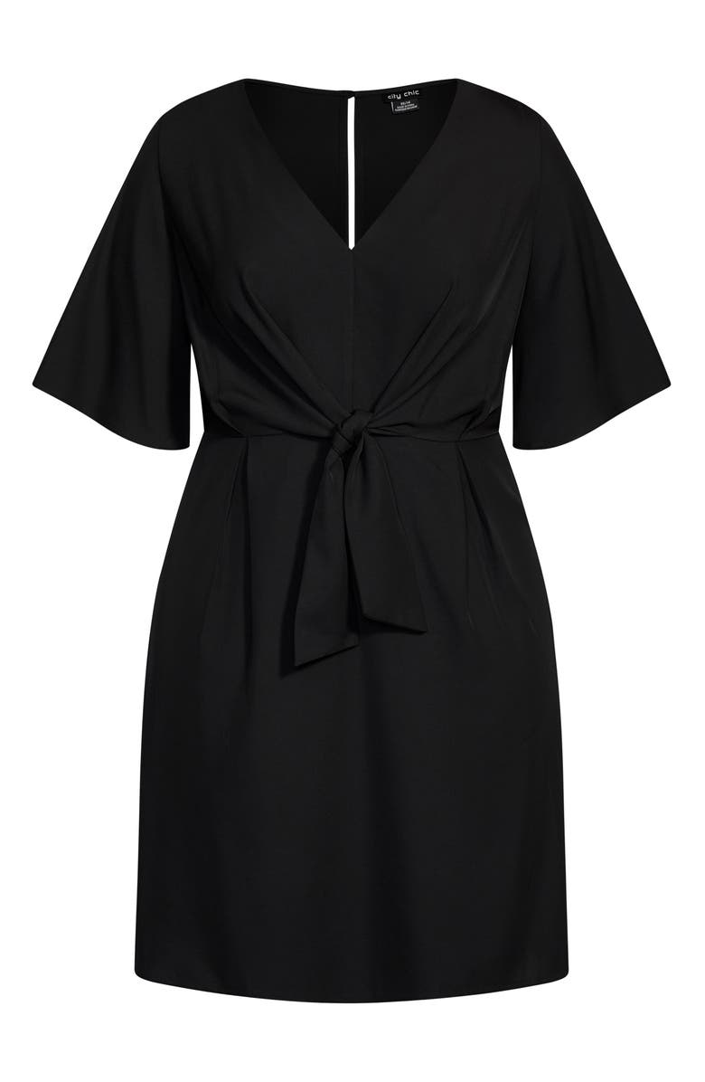 City Chic Knot Front Fit & Flare Dress, Alternate, color, 