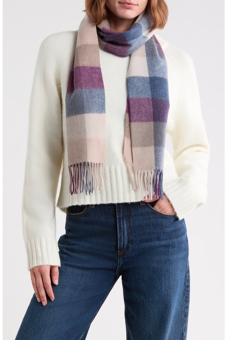 Cashmere Scarf, Main, color, PLUM HORIZON CHECK