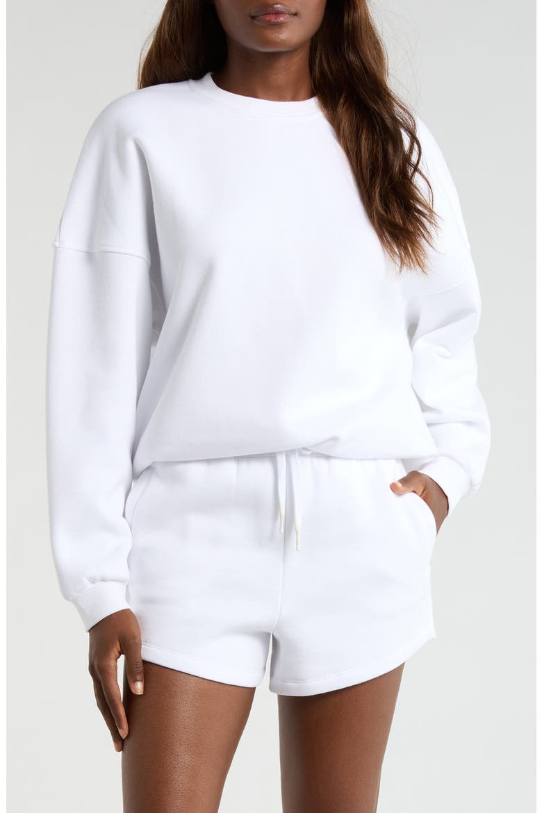 LuxeFleece Boyfriend Sweatshirt, Main, color, BRILLIANT WHITE