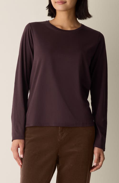 Eileen Fisher Organic Pima Cotton Jersey Long-sleeve Tee In Purple