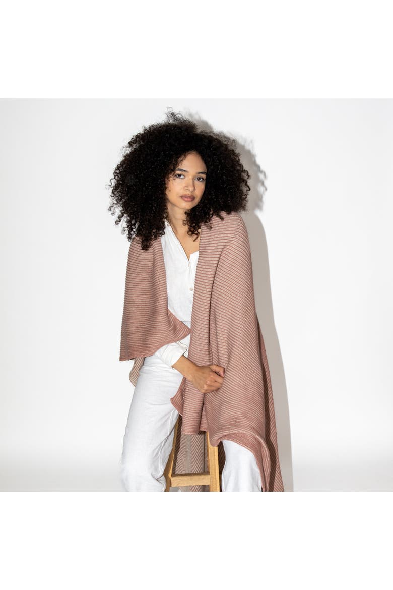 Ribbed Organic Cotton Throw Blanket, Alternate, color, Rosy brown