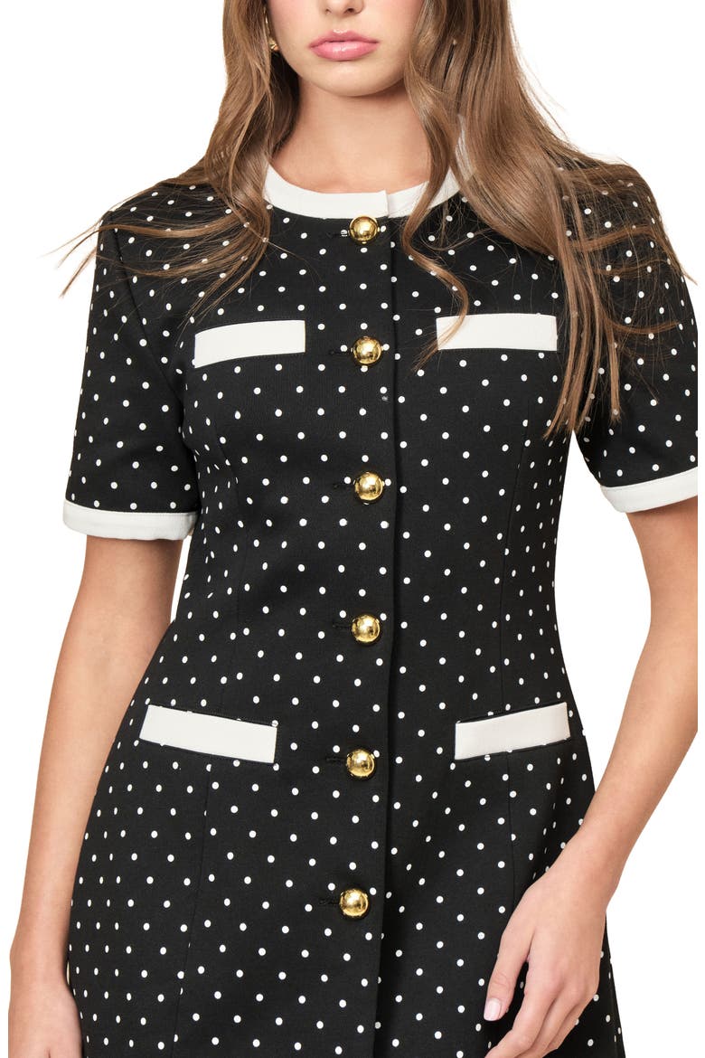 Taylor Polka Dot Minidress, Alternate, color, BLACK WHITE DOTS