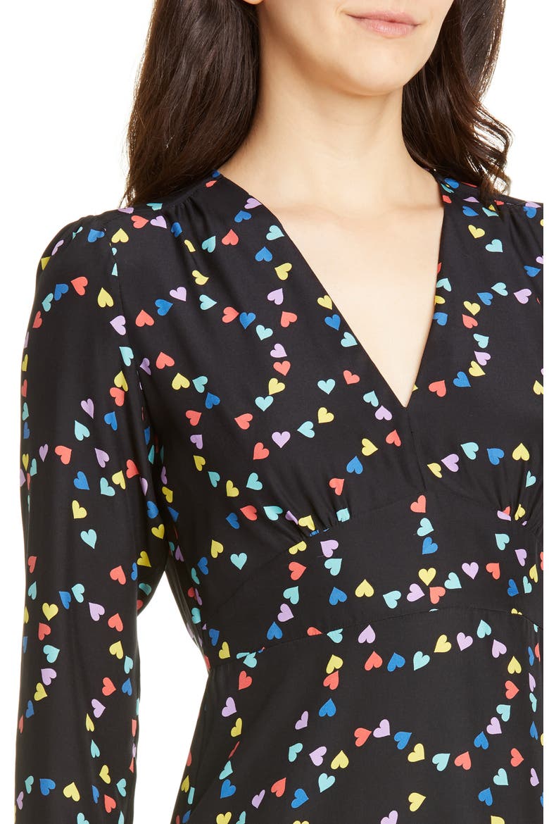 Hoover Long Sleeve Silk Minidress, Alternate, color, RAINBOW STRING OF HEARTS