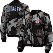 THE WILD COLLECTIVE Women's The Wild Collective Black Chicago Cubs Camo Sherpa Full-Zip Bomber Jacket