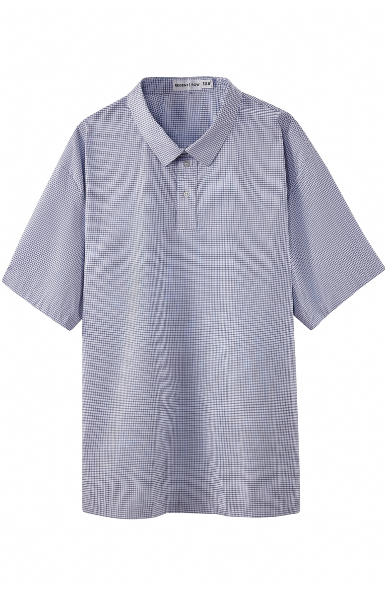 Regent Row Men's Big and Tall stanton shirt polo, Main, color, White-Blue-Microcheck