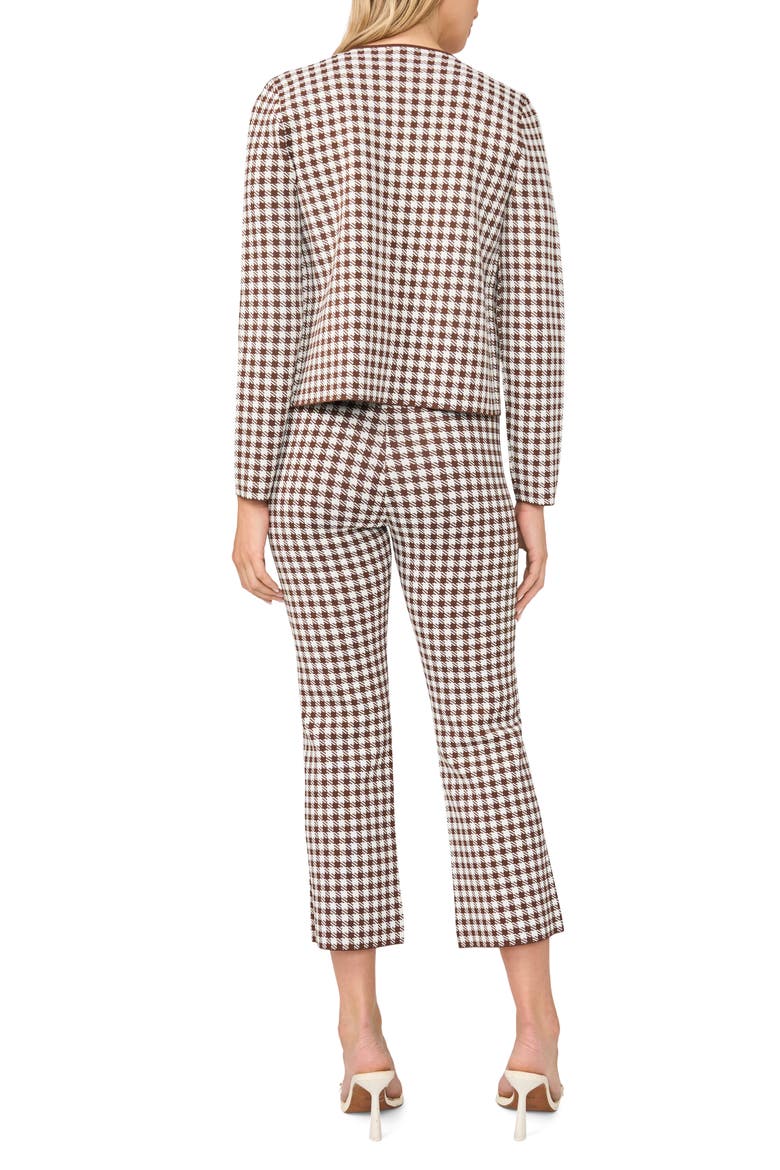 Gingham Crewneck Cardigan, Alternate, color, CHOCOLATE FUDGE