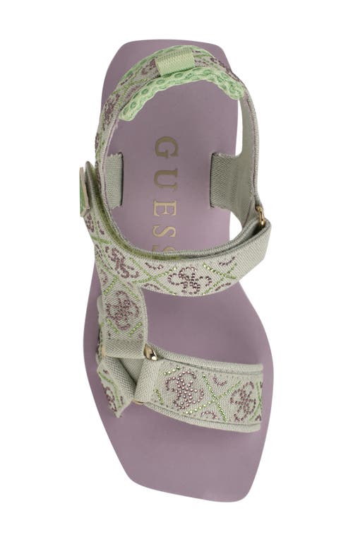 Guess Dawsin 4 Platform Wedge Sandal In Light Green