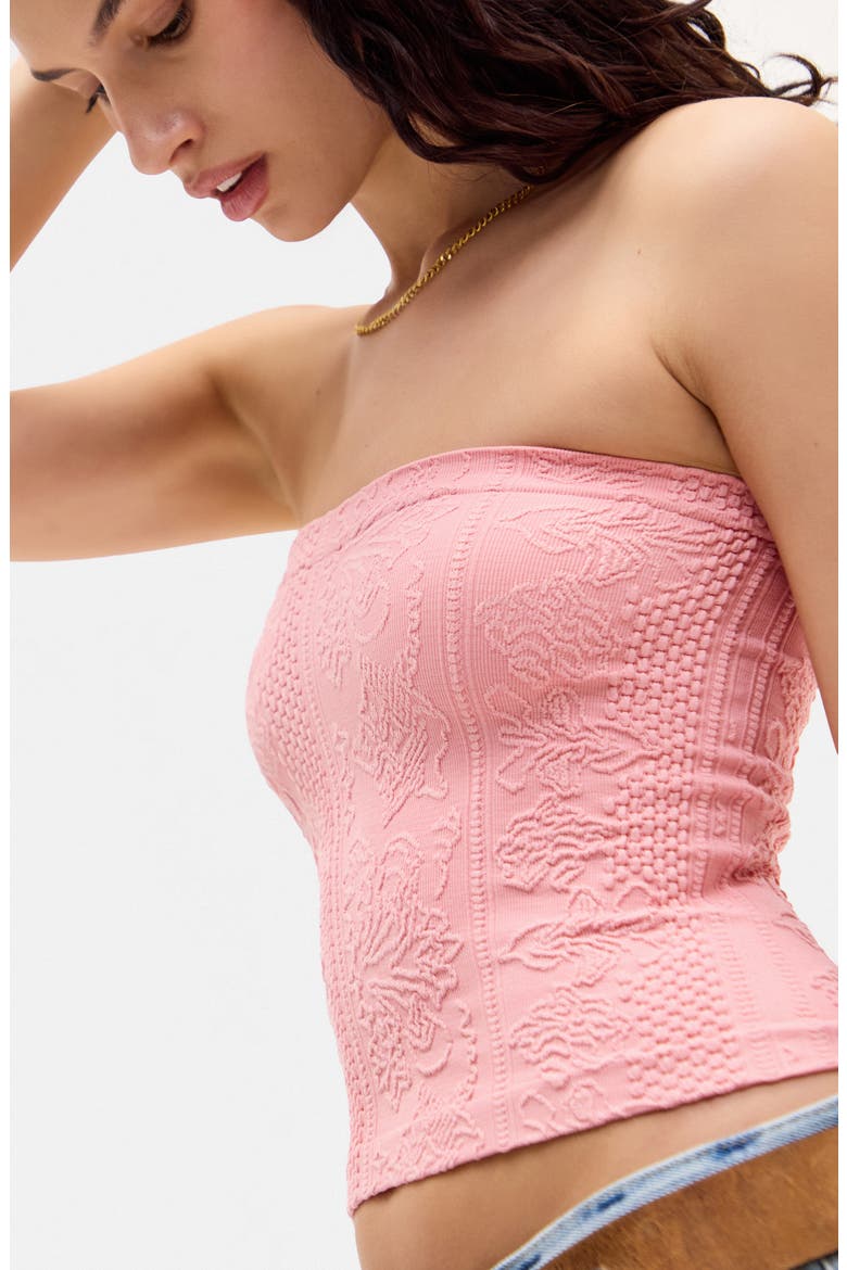 Tapestry Crop Tube Top, Alternate, color, PINK