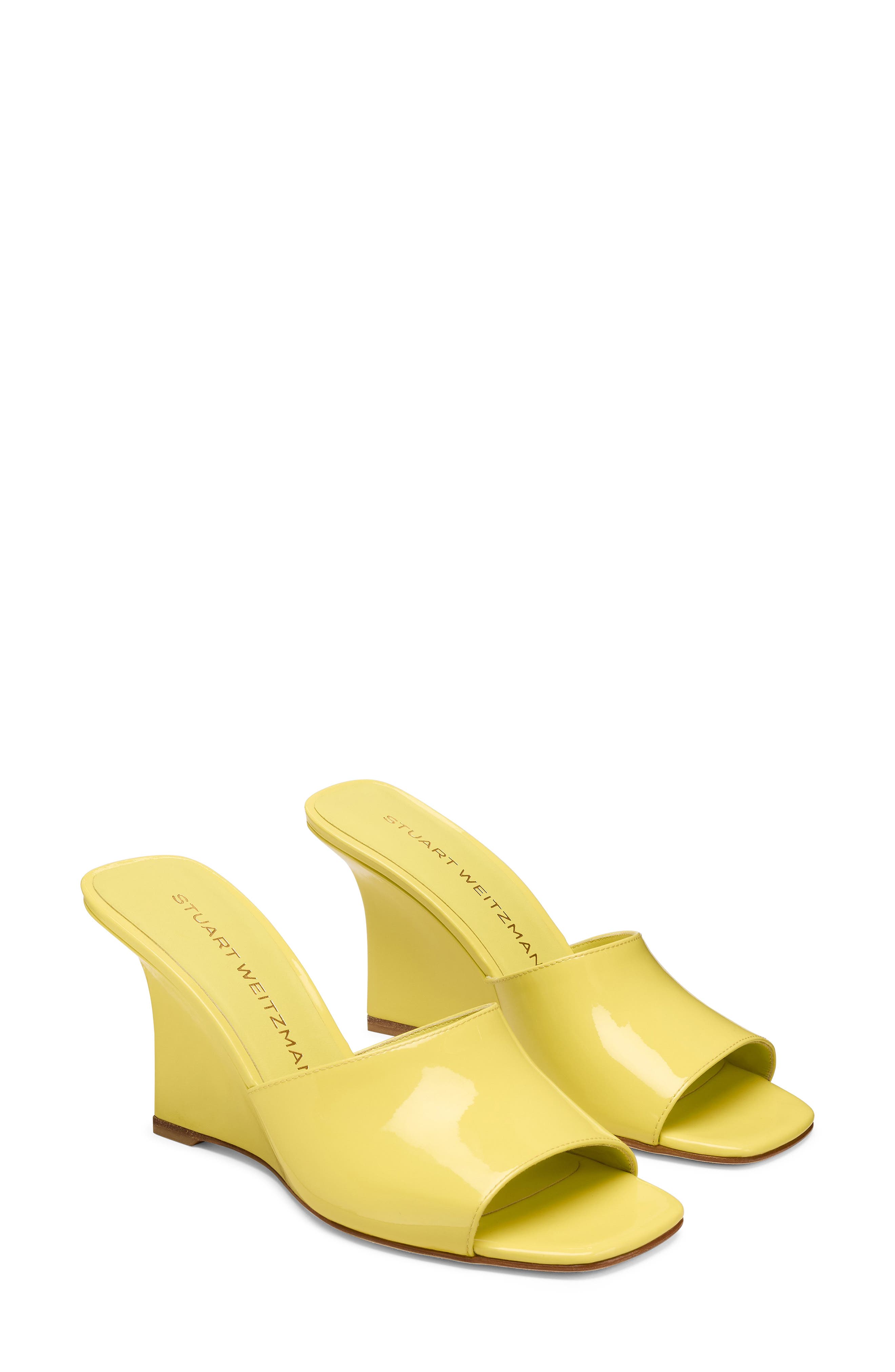 Vinnie 85 Patent Leather Wedge Mule, Alternate, color, CITRINE