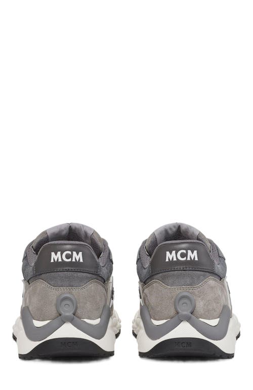Mcm Skywander Lo Sneakers In Calf Suede And Leather In Ice Grey