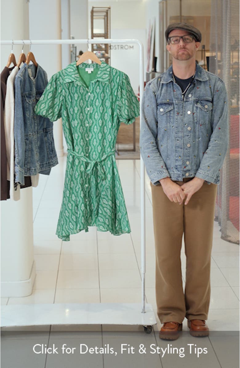 Floral Short Sleeve Mini Shirtdress, sales video thumbnail