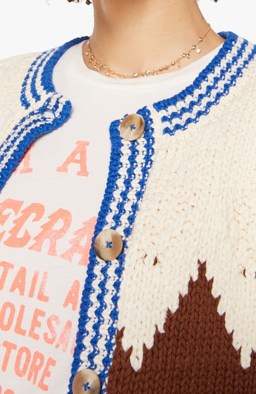 Mother Womens The Raglan Zigzag-print Knitted Cotton Cardigan Head For The Hills In Multi