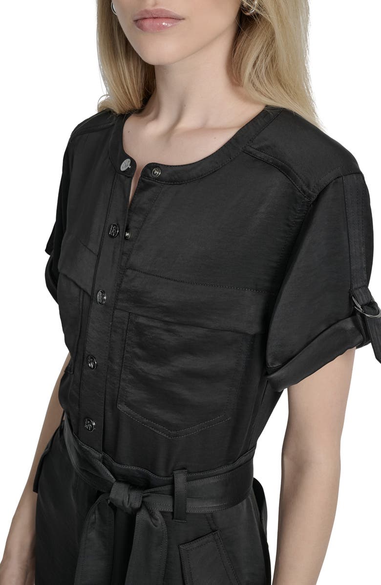 DKNY Twill Utility Jumpsuit, Alternate, color, Black