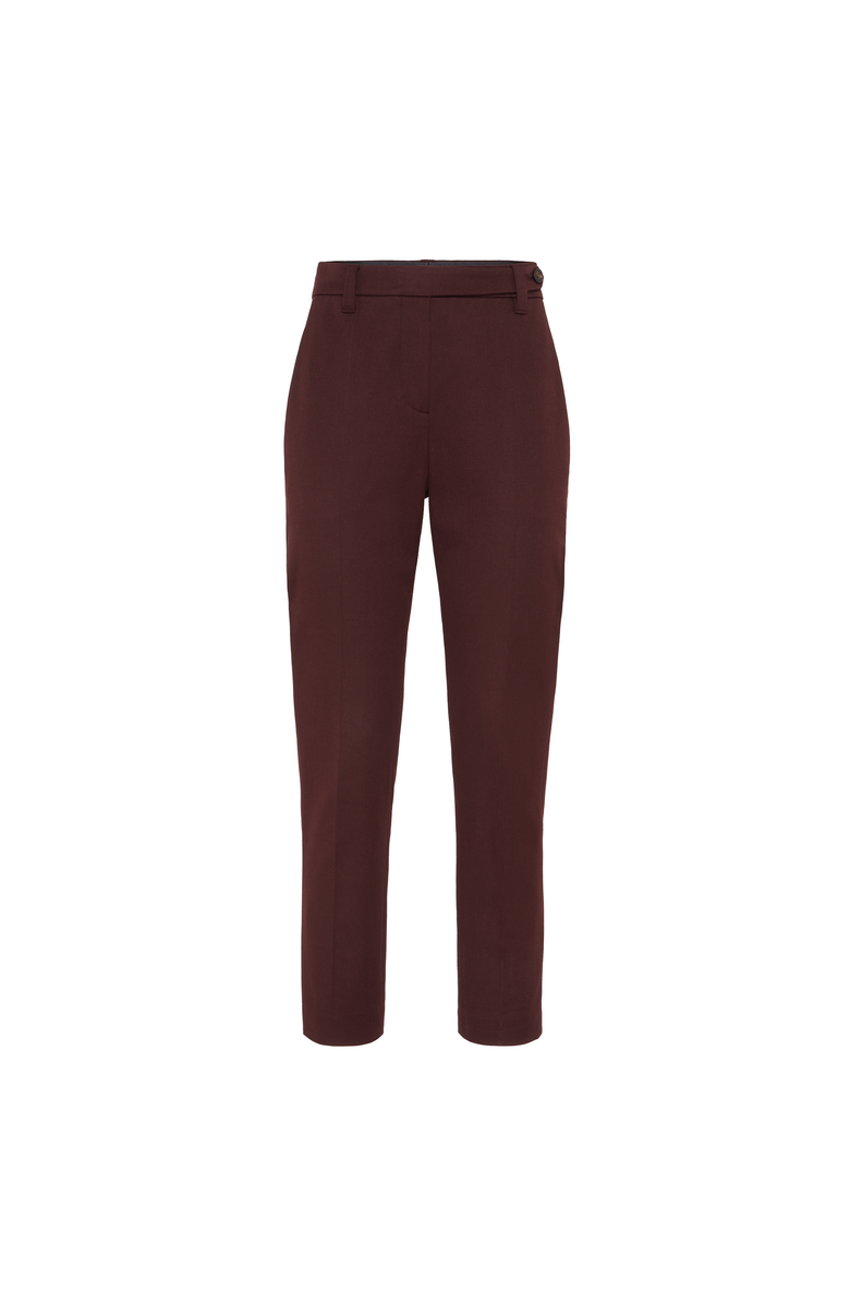 Brunello Cucinelli Cigarette trousers with monili, Main, color, Burgundy