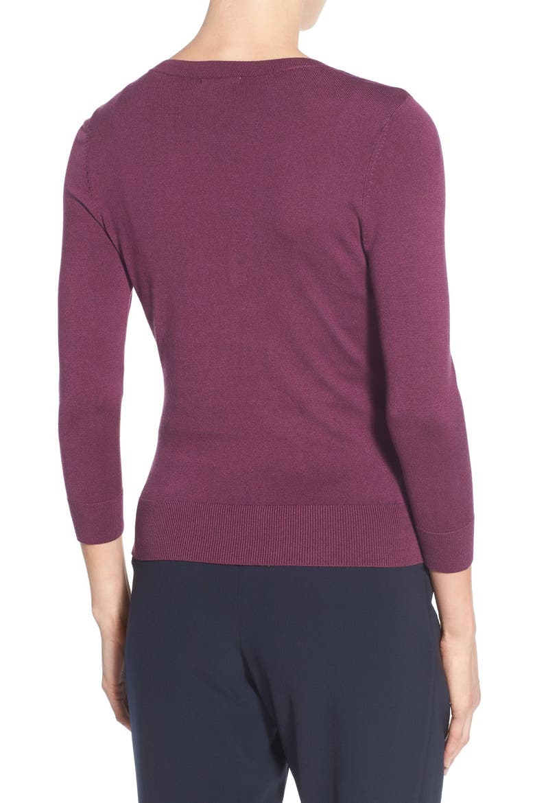 Three Quarter Sleeve Cardigan, Alternate, color, PURPLE ITALIAN