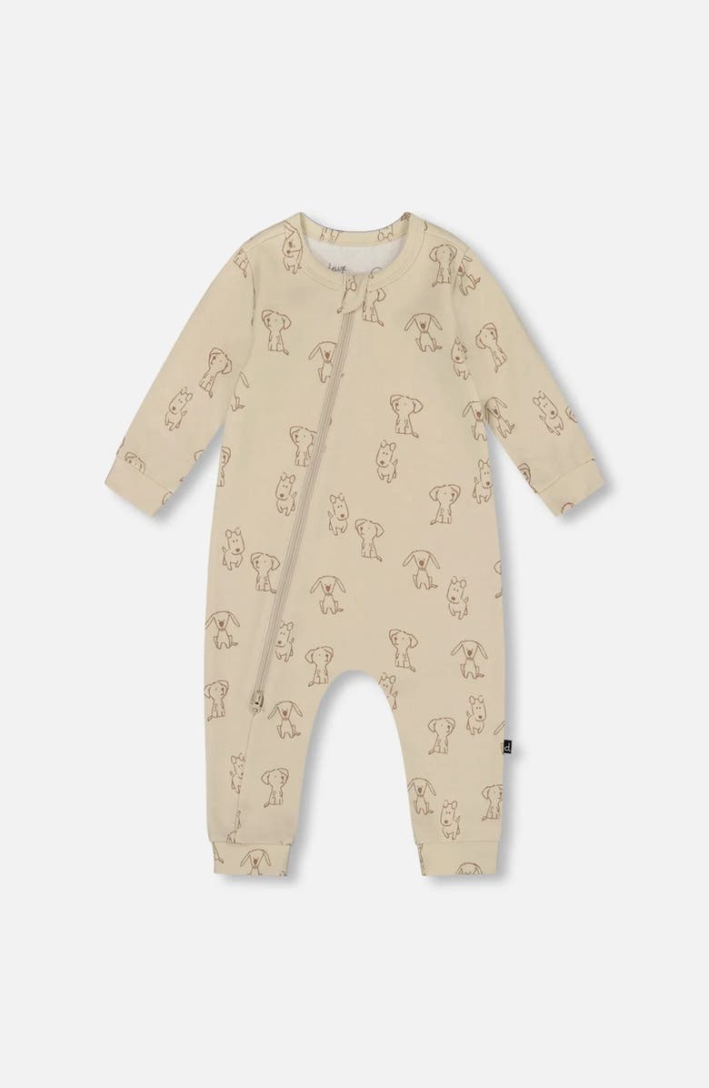 Deux par Deux Organic Cotton Zipped Romper Puppy, Main, color, 