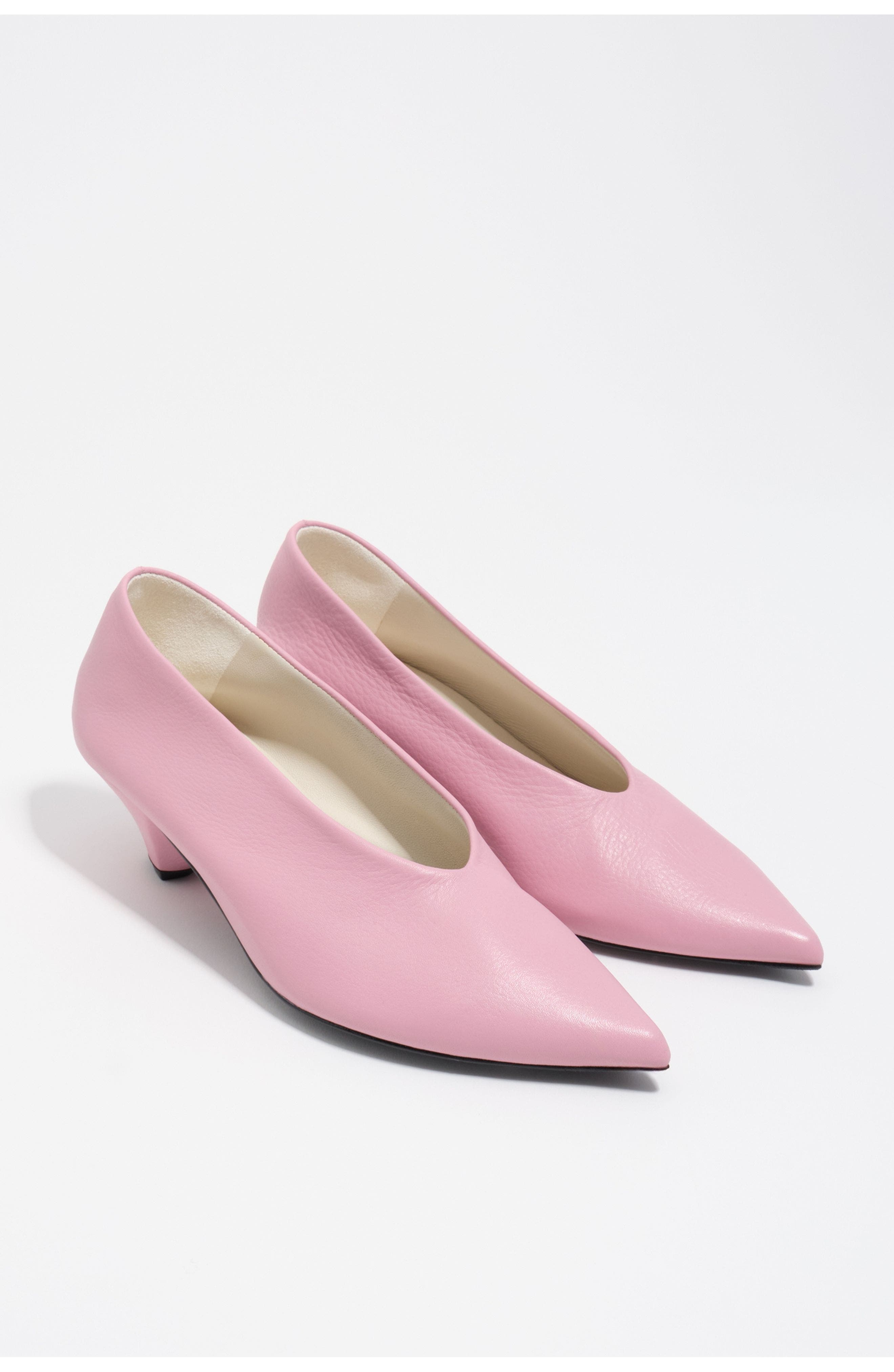 Leather Mid-Heel Shoe., Alternate, color, LIGHT PINK