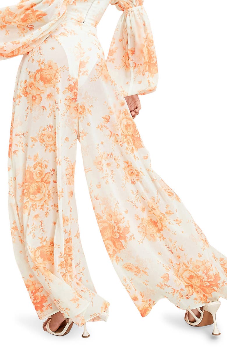 ASOS DESIGN Floral Wide Leg Trousers, Alternate, color, 