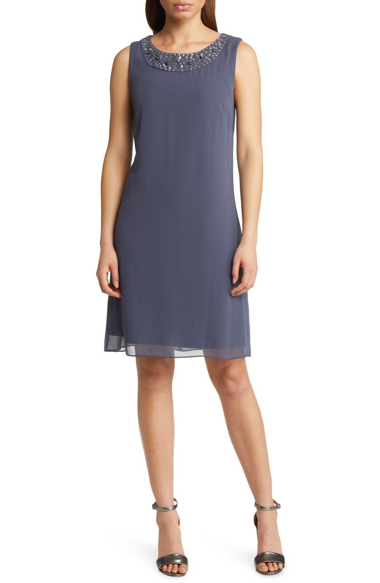 SL FASHIONS SLNY Beaded Neck Sleeveless Sheath Dress with Jacket, Alternate, color, 