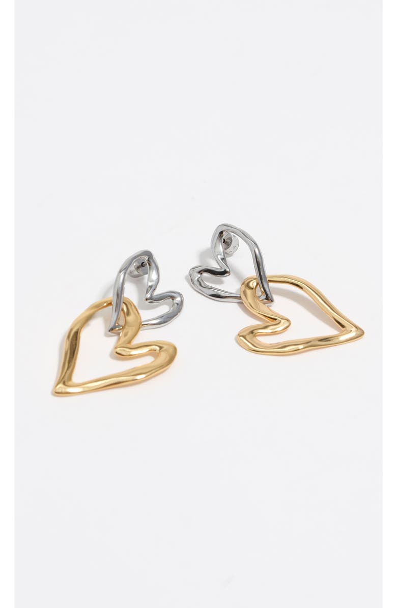 Bimba y Lola Textured Double Heart Earrings, Alternate, color, 