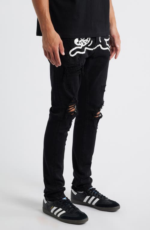 Icecream Returner Ripped Slim Leg Jeans In Black