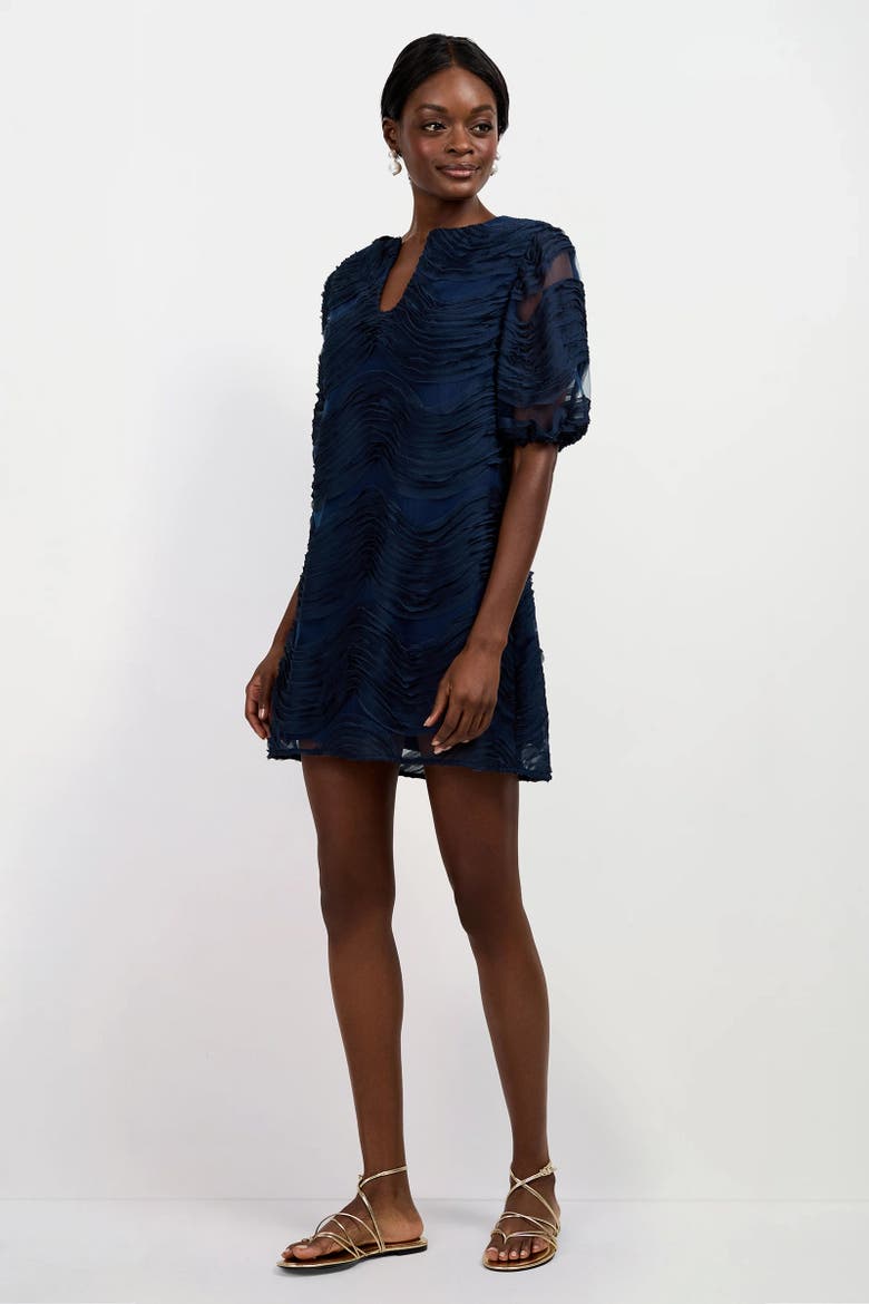 Torchino Organza Mini Dress, Alternate, color, Ink