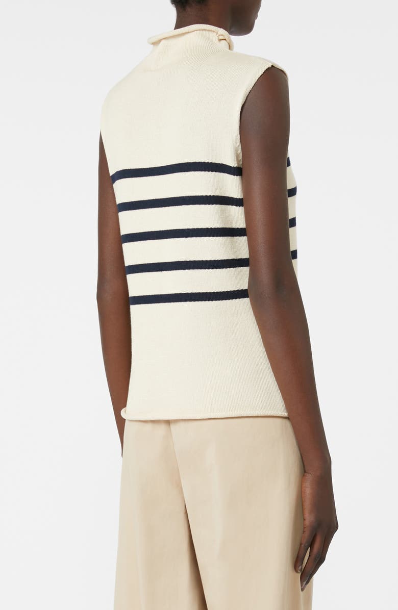 Weekend Max Mara Trofeo Placed Stripe Sleevless Cotton Sweater, Alternate, color, Ivory