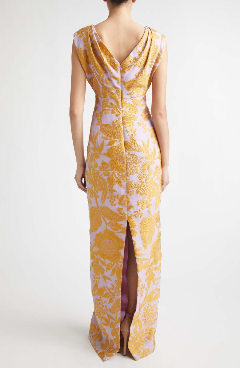 Lela Rose Floral Brocade Gown, Alternate, color, Peony Multi