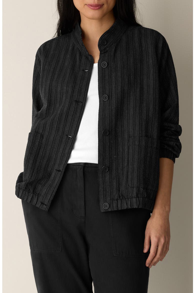 Stand Collar Jacket, Main, color, BLACK WHITE