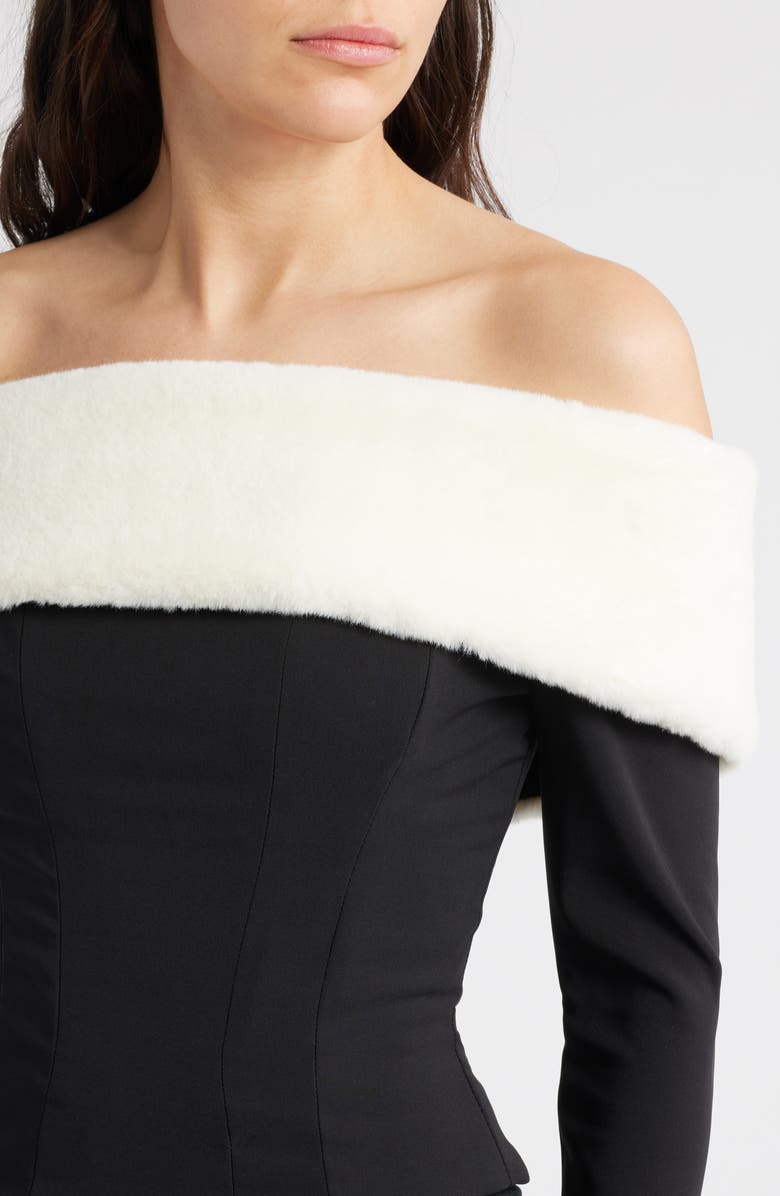 Mistress Rocks Faux Fur Trim Corset Top, Alternate, color,