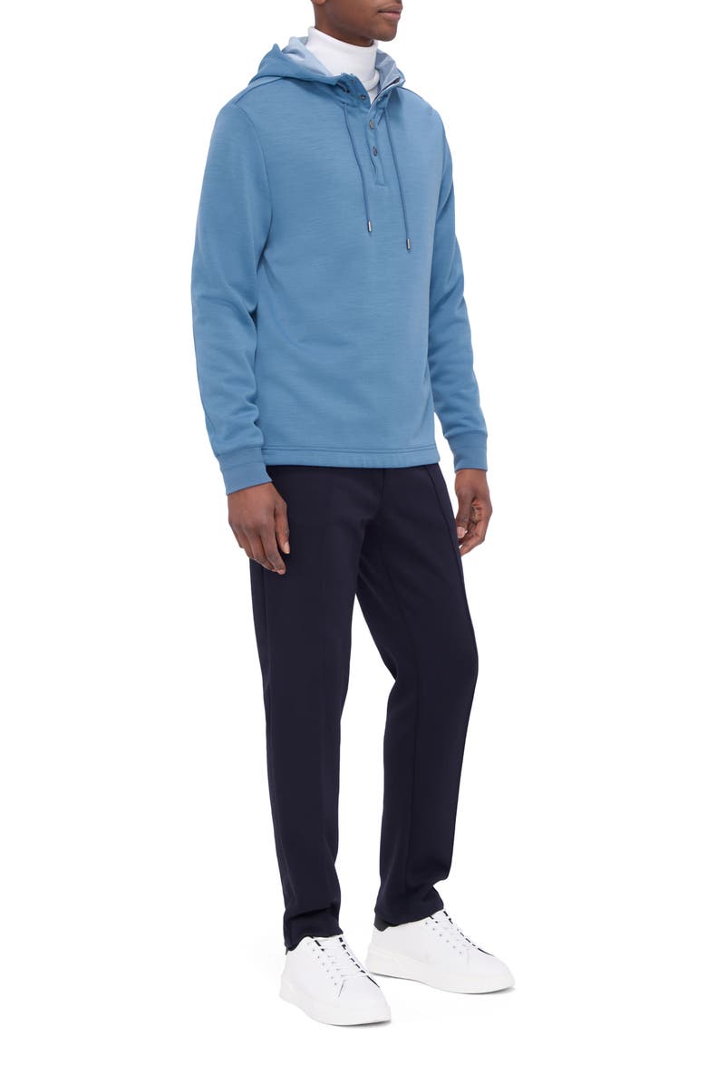 Bugatchi Wool & Nylon Quarter Zip Hoodie, Alternate, color, Cobalt