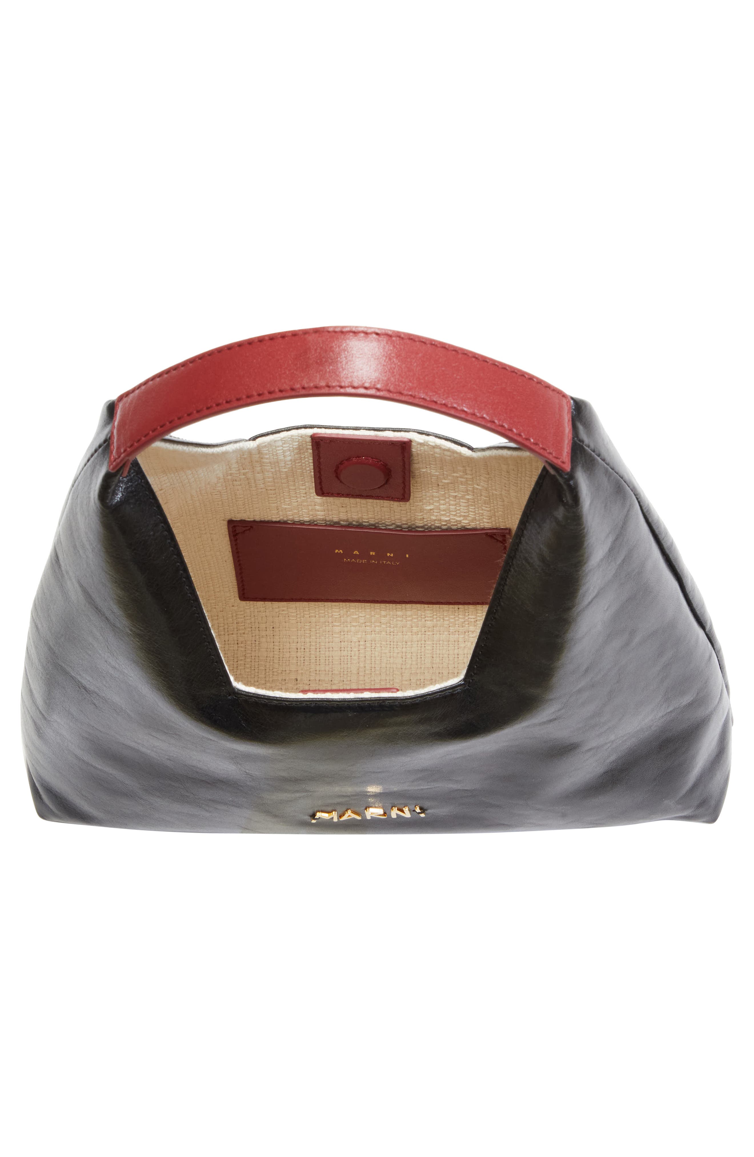 Marni Mini Leather Top Handle Bag, Alternate, color, 00N99 Black