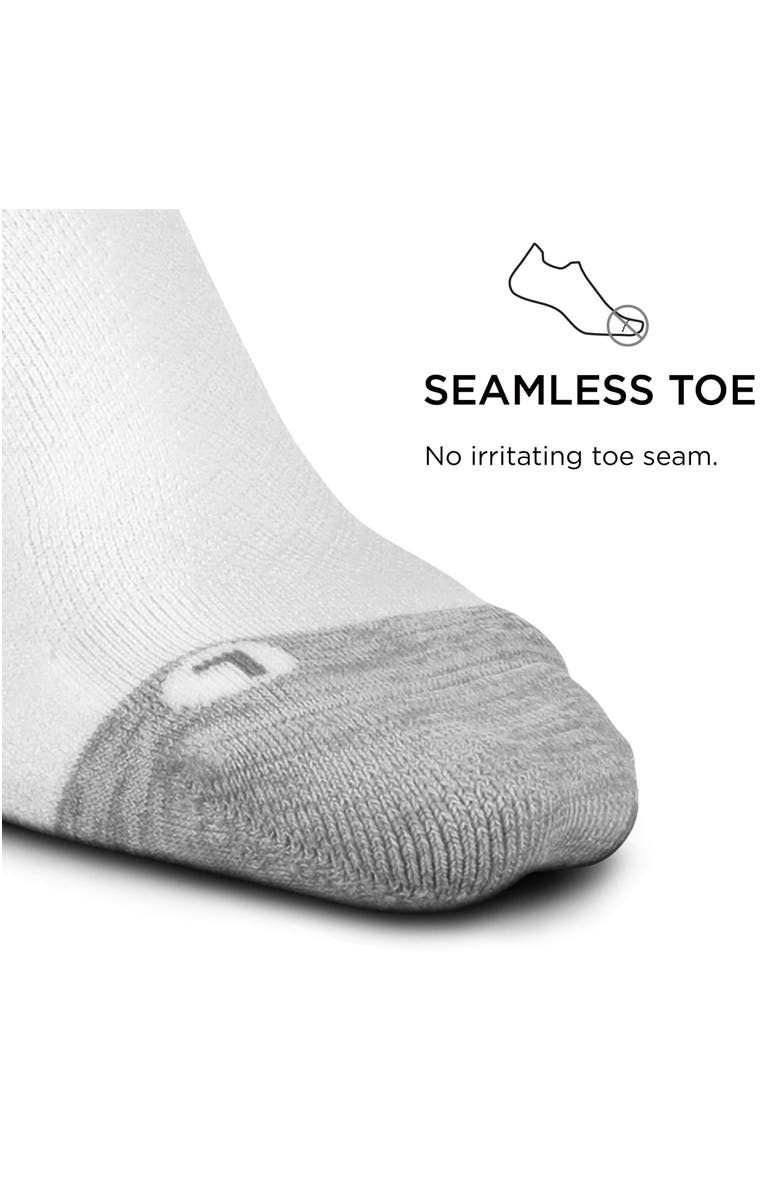 Feetures Plantar Fasciitis Relief Light Cushion Quarter Sock Arch Support, Alternate, color, White