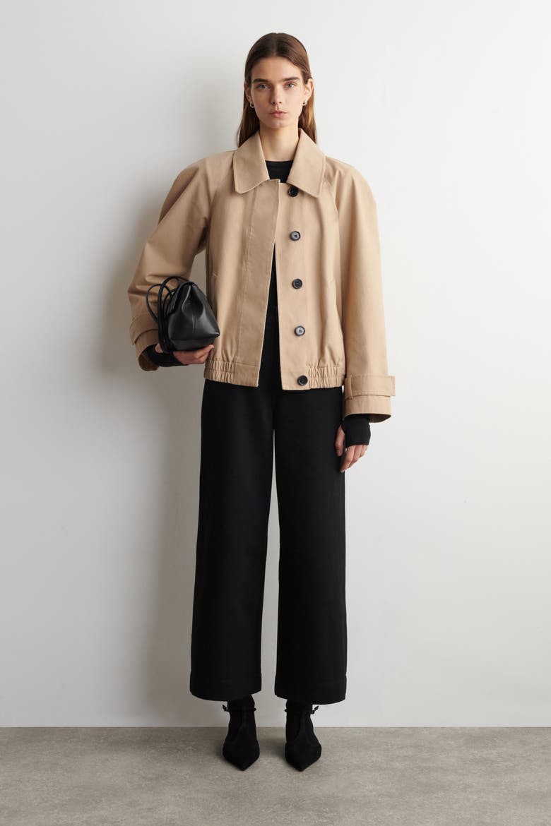 Cropped Wide-Leg Denim Pants, Main, color, BLACK