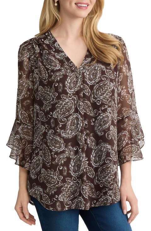 Flutter Sleeve Paisley Top